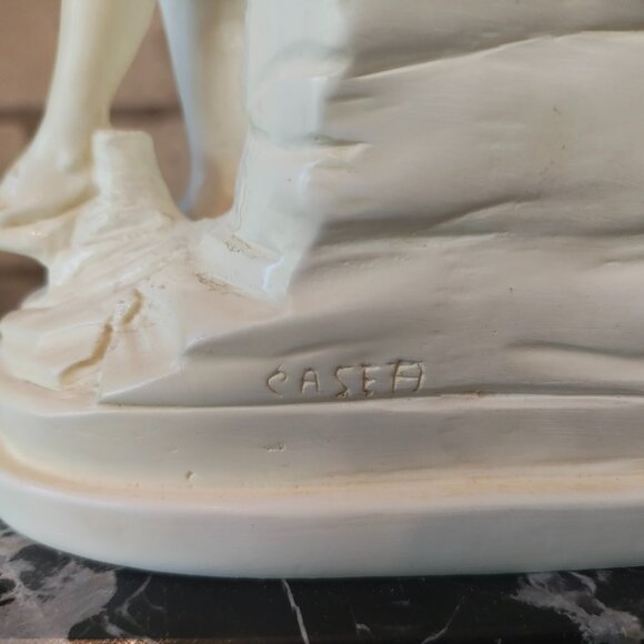 Pieta Religious Figurine Mary Holding Jesus on Marble Base Signed Casea - Picture 11 of 15